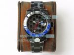 Swiss Replica Rolex Titan Black GMT Master II Skull Dial Black Blue Ceramic Bezel Watch